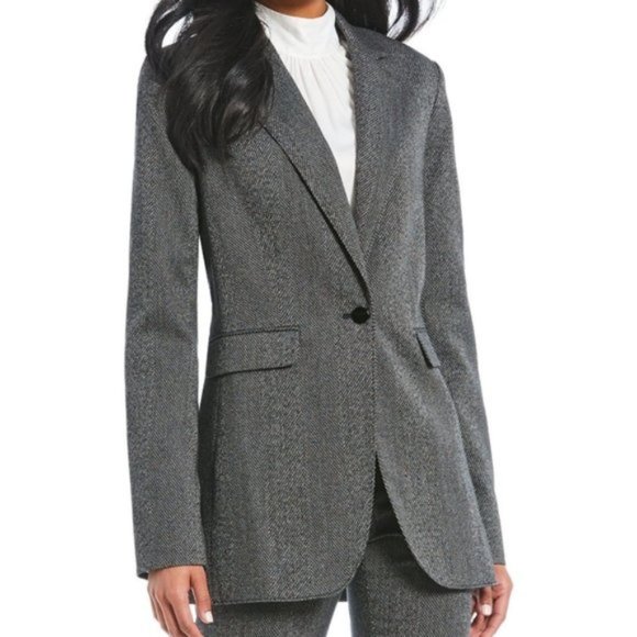 Calvin Klein Jackets & Blazers - Calvin Klein Herringbone Black Grey Blazer Jacket Coat Size 10 New Without Tags